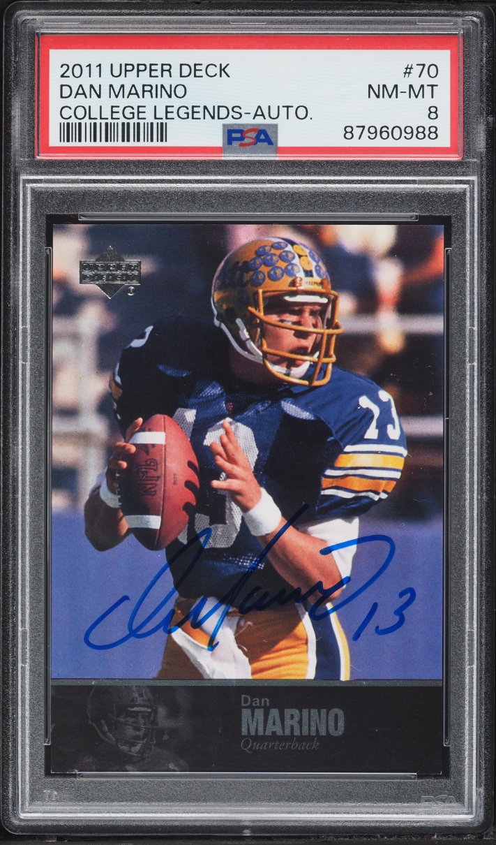 2011 Upper Deck College Legends Dan Marino AUTO #70 PSA 8 NM-MT - Photo 1