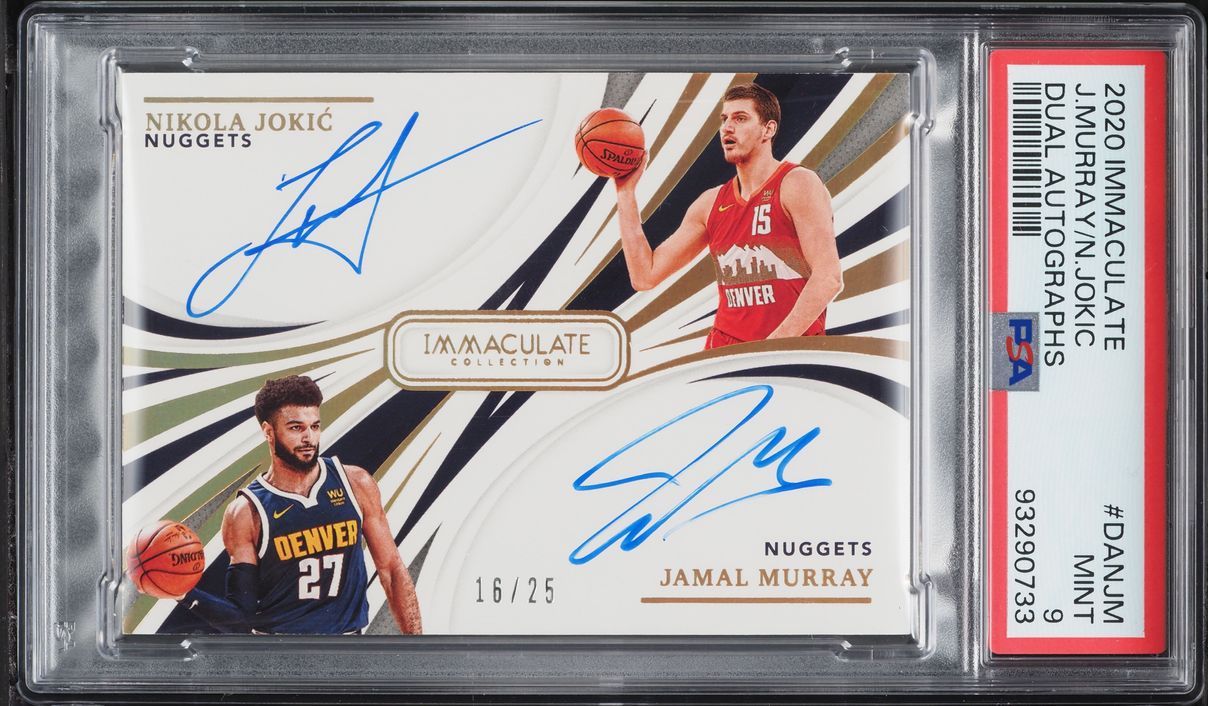 2020 Immaculate Collection Dual Jamal Murray Nikola Jokic AUTO /25 #DA-NJM PSA 9 MINT - Photo 1