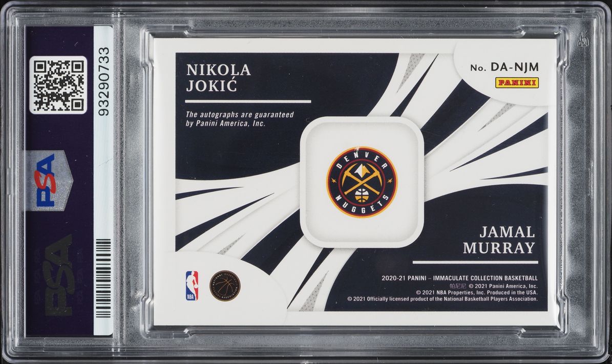 2020 Immaculate Collection Dual Jamal Murray Nikola Jokic AUTO /25 #DA-NJM PSA 9 MINT - Photo 2