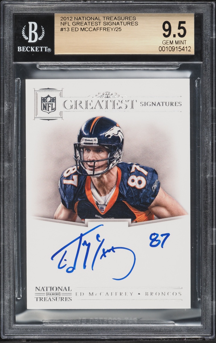 2012 National Treasures NFL Greatest Signatures Ed McCaffrey AUTO /25 #13 BGS 9.5 GEM MINT - Photo 1