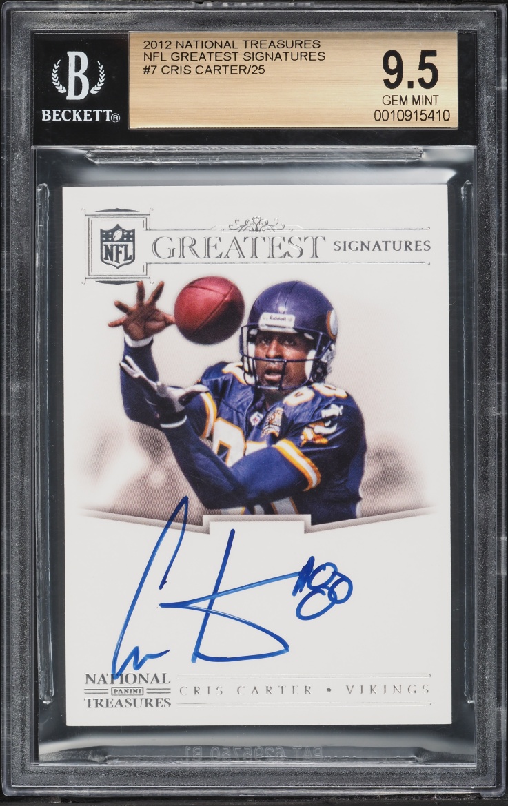 2012 National Treasures NFL Greatest Signatures Cris Carter AUTO /25 #7 BGS 9.5 GEM MINT - Photo 1