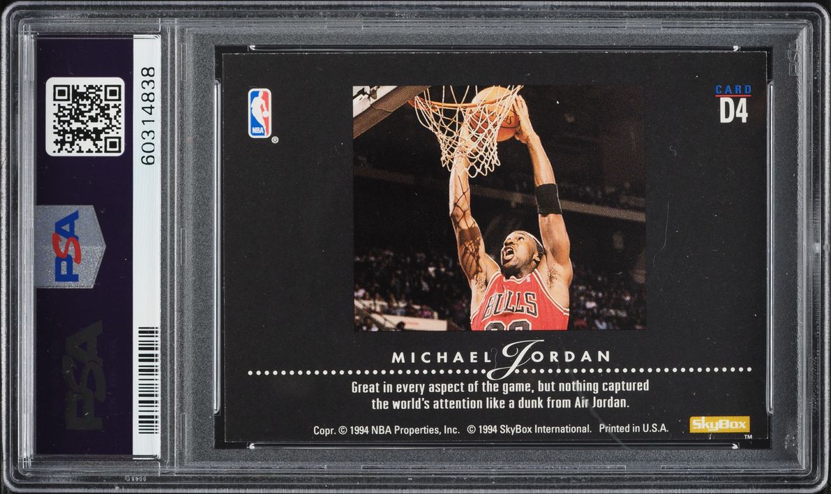 1993 Skybox Premium Dynamic Dunks Michael Jordan #D4 PSA 9 MINT - Photo 2