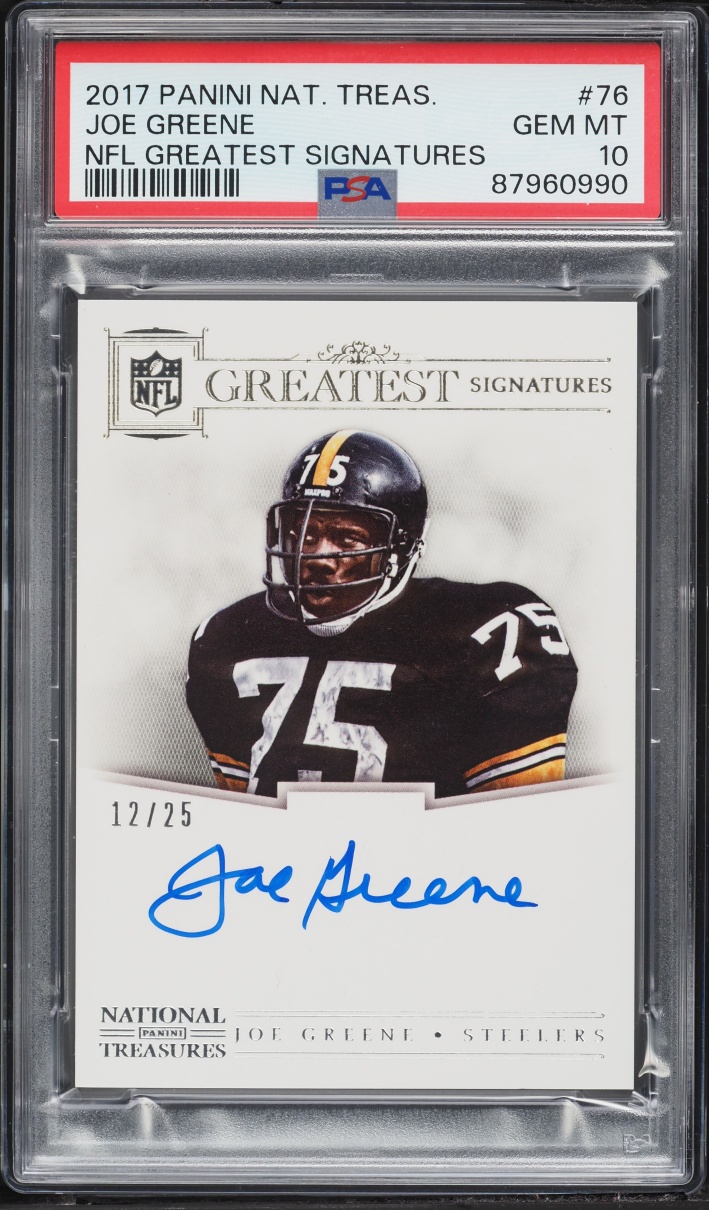 2017 National Treasures NFL Greatest Signatures Joe Greene AUTO /25 #76 PSA 10 GEM MINT - Photo 1