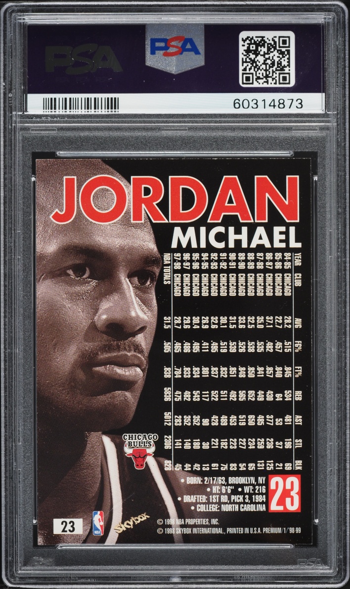 1998 Skybox Premium Michael Jordan #23 PSA 9 MINT - Photo 2