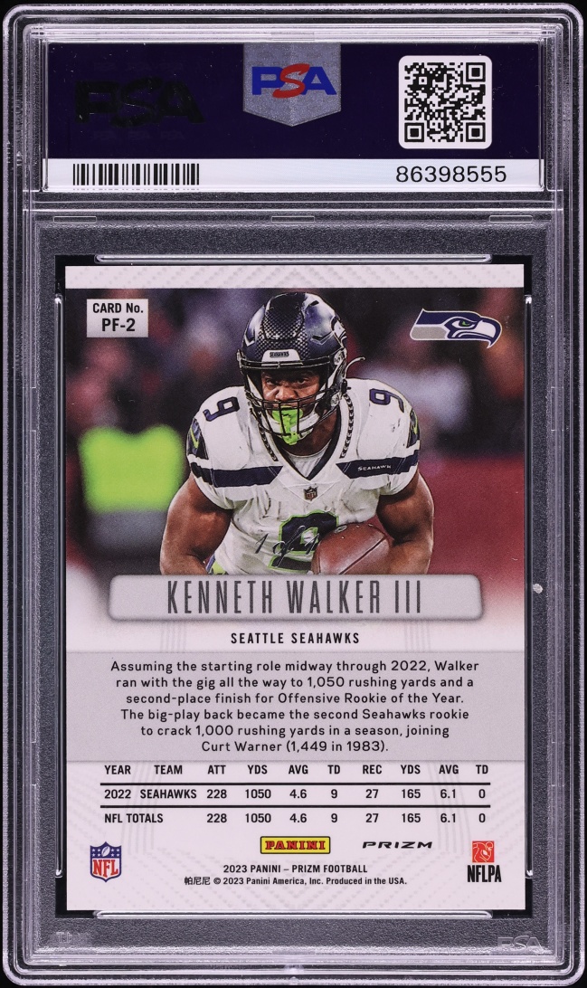2023 Panini Prizm Flashback Black Finite Kenneth Walker III 1/1 #PF-2 PSA 10 GEM MINT - Photo 2
