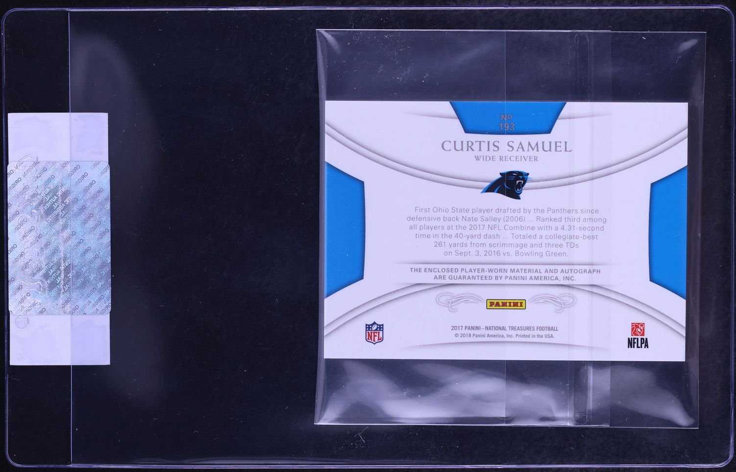 2017 National Treasures Holo Silver Curtis Samuel ROOKIE PATCH AUTO /25 #193 CGC AUTH