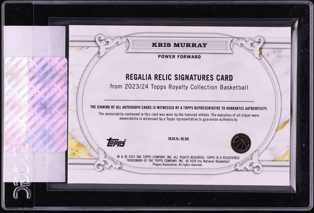 2023 Topps Royalty Regalia Kris Murray ROOKIE PATCH AUTO /99 #RRS-KM CGC AUTH