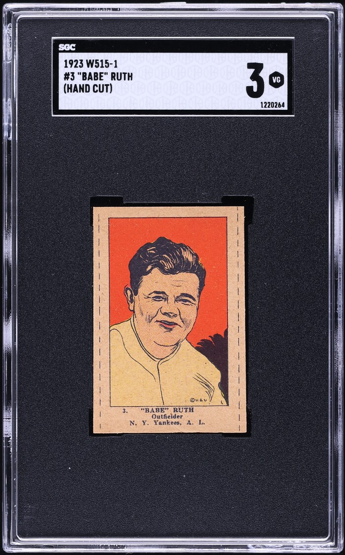 1923 W515-1 Strip Card Babe Ruth HAND CUT #3 SGC 3 VG on Fanatics Collect