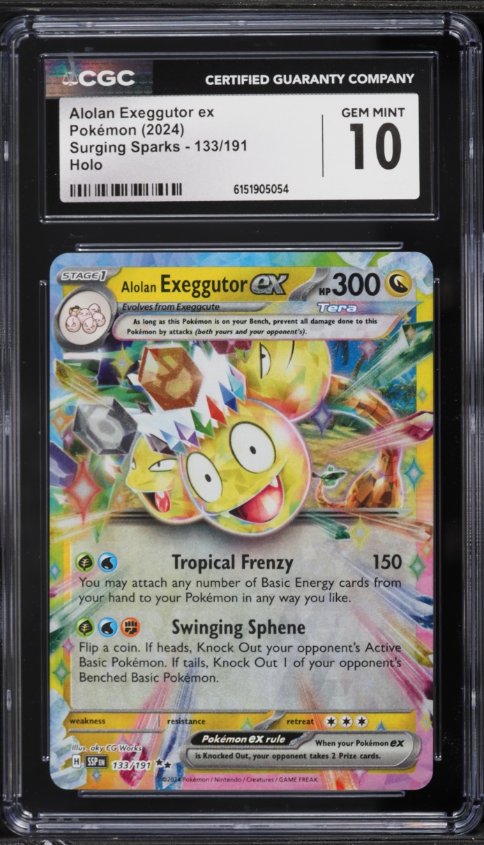 2024 Pokemon Scarlet & Violet Surging Sparks Holo Alolan Exeggutor EX #133 CGC 10 GEM MINT