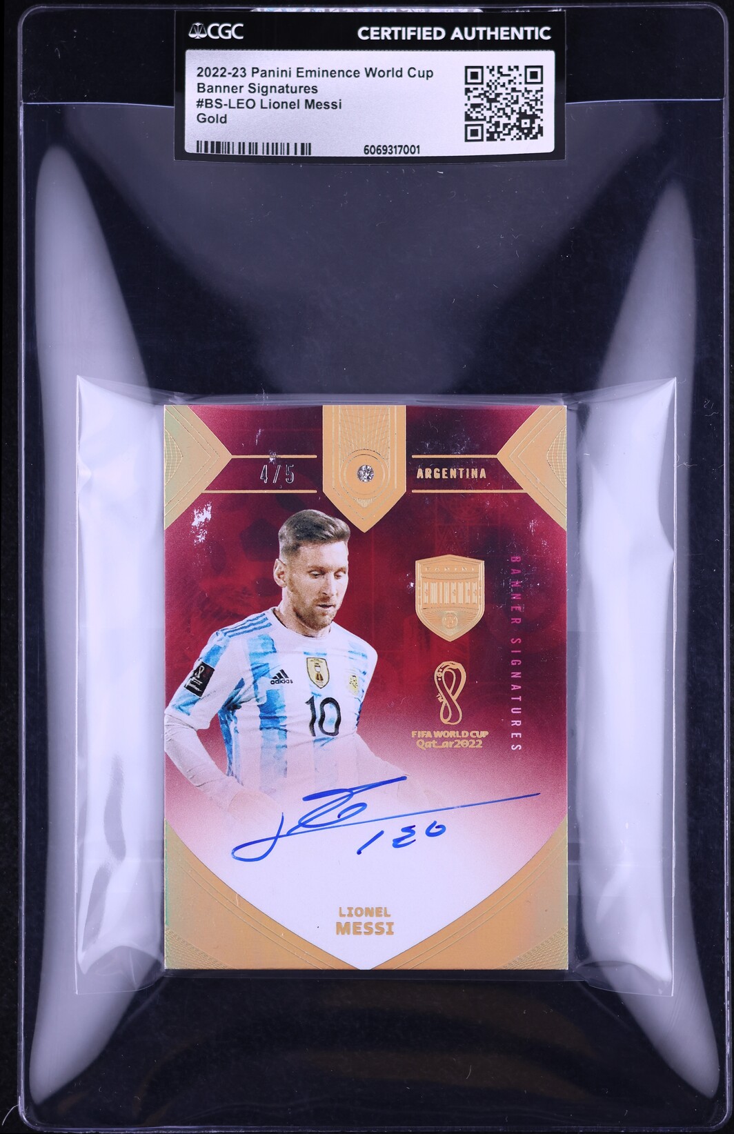 2022 Panini Eminence World Cup Banner Gold Lionel Messi AUTO /5 #BS-LEO CGC AUTH
