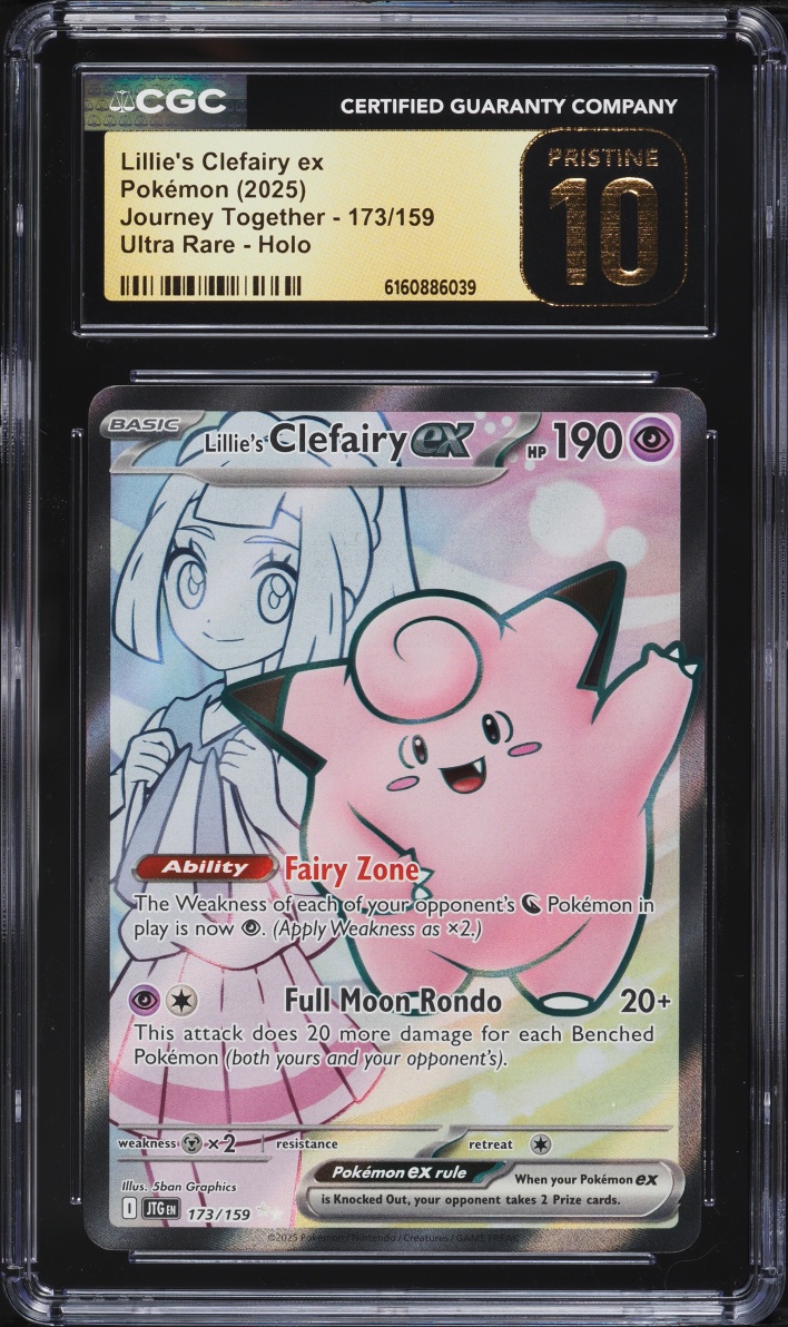 2025 Pokemon SV Journey Together Full Art Lillie's Clefairy ex #173 CGC 10 PRISTINE