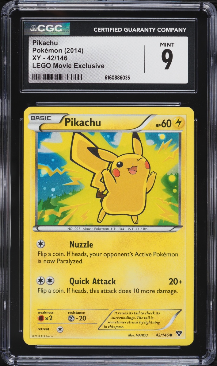 2014 Pokemon XY LEGO Movie Exclusive Pikachu #42 CGC 9 MINT