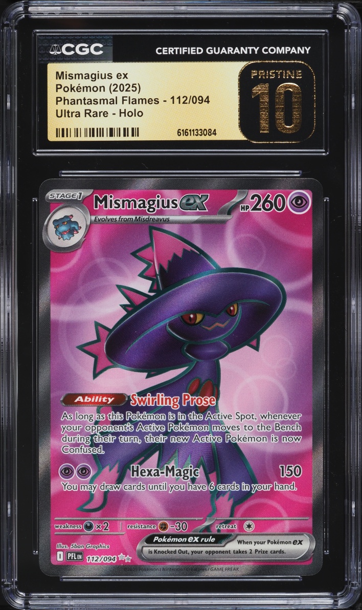 2025 Pokemon Mega Evolution Phantasmal Flames Full Art Mismagius ex #112 CGC 10 PRISTINE