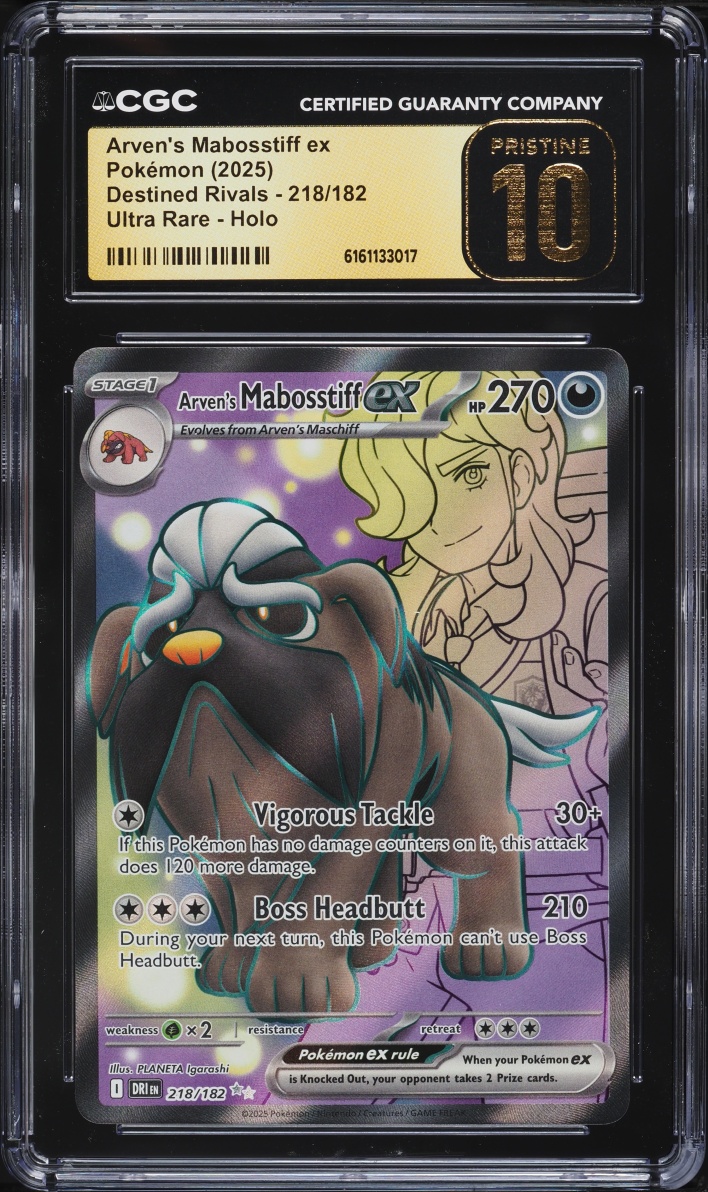 2025 Pokemon Scarlet & Violet Destined Rivals Full Art Arven's Mabosstiff ex #218 CGC 10
