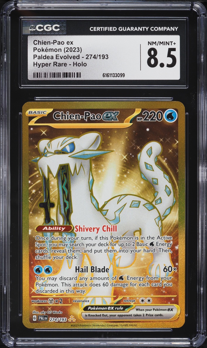 2023 Pokemon Scarlet & Violet Paldea Evolved Gold Rare Chien-Pao ex #274 CGC 8.5 NM-MT+