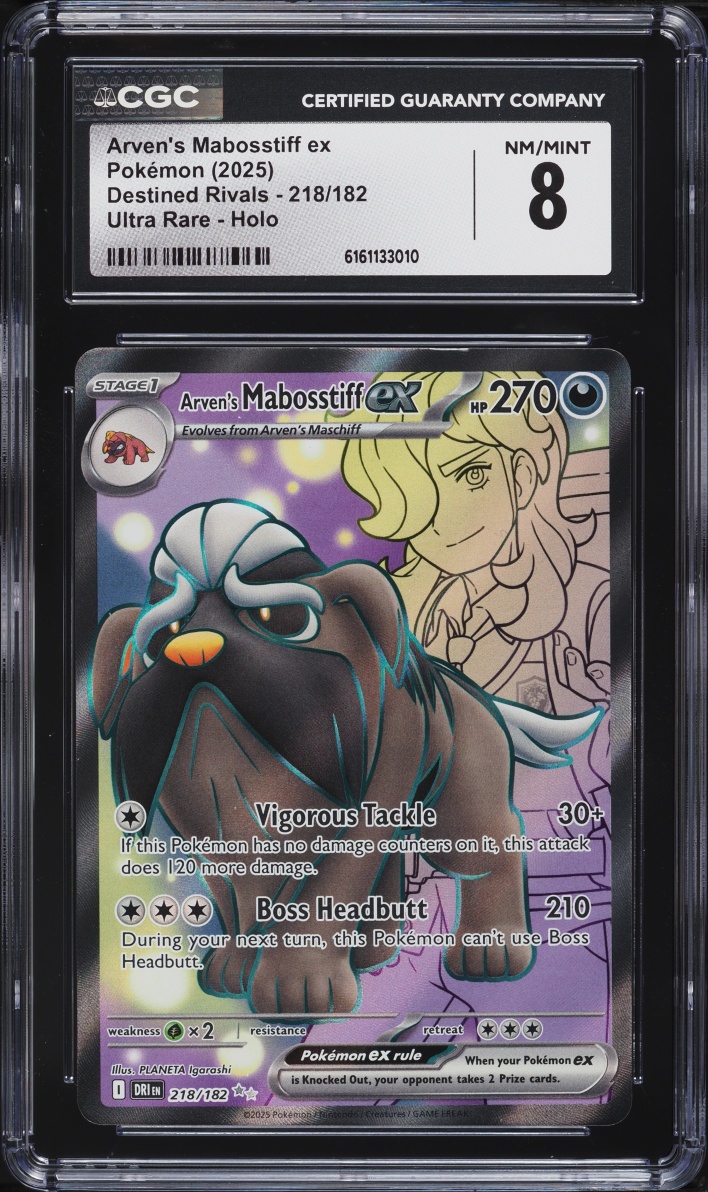 2025 Pokemon Scarlet & Violet Destined Rivals Full Art Arven's Mabosstiff ex #218 CGC 8 NM-MT