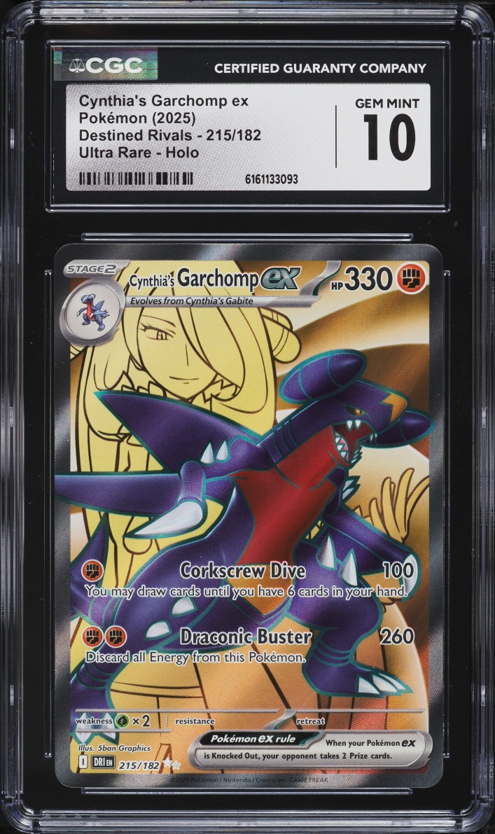 2025 Pokemon Scarlet & Violet Destined Rivals Full Art Cynthia's Garchomp ex #215 CGC 10 GEM