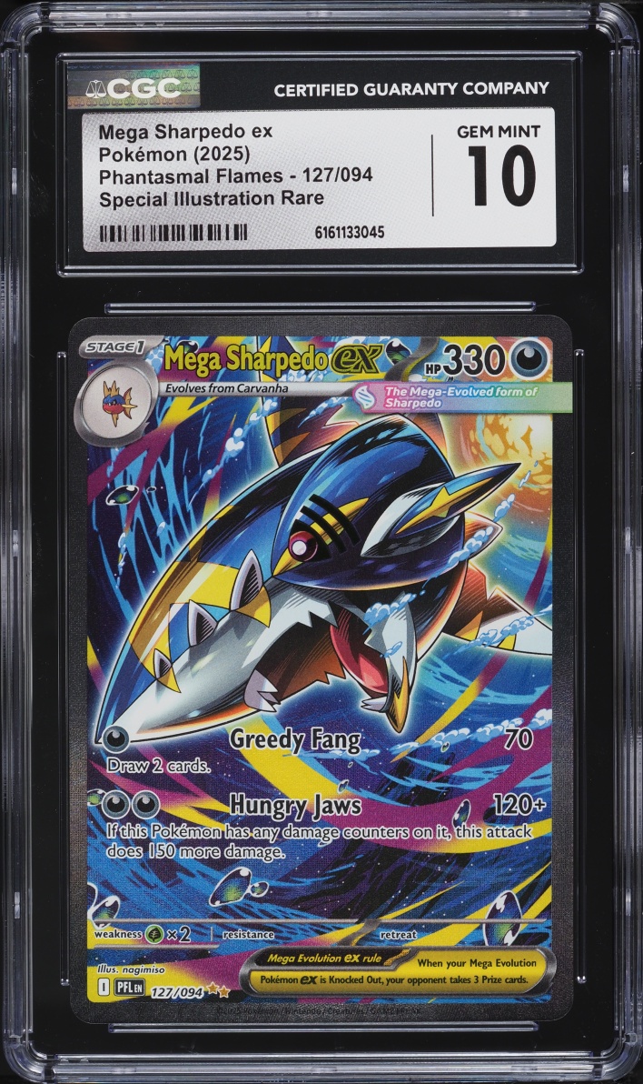 2025 Pokemon Mega Evolution Phantasmal Flames SIR Mega Sharpedo ex #127 CGC 10 GEM MINT