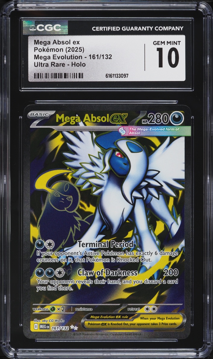 2025 Pokemon Mega Evolution Full Art Mega Absol ex #161 CGC 10 GEM MINT