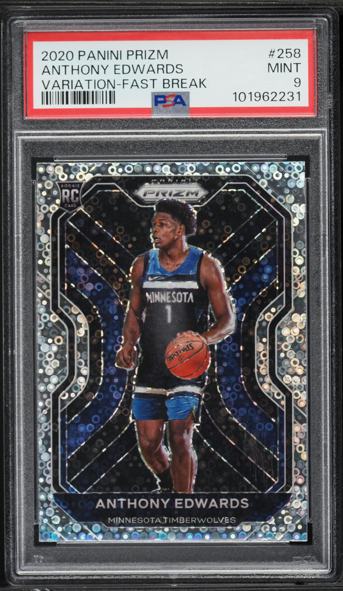 2020 Panini Prizm Variation Fast Break Anthony Edwards ROOKIE #258 PSA 9 MINT