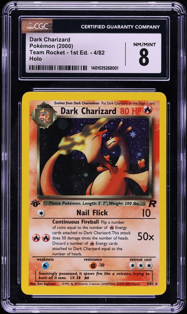 2000 Pokemon Team Rocket 1st Edition Holo Dark Charizard #4 CGC 8 NM-MT