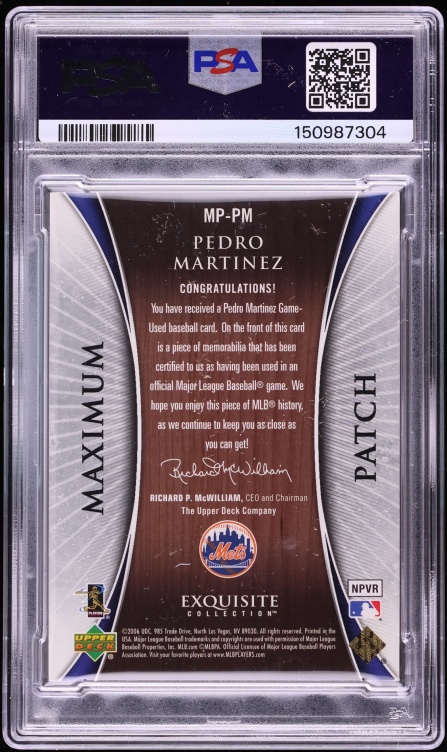 2006 Upper Deck Exquisite Collection Maximum Pedro Martinez PATCH /25 #MP-PM PSA 7 NRMT