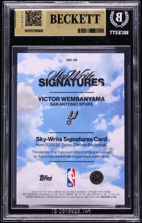 2025 Topps Chrome Sky Write Green Refractor Victor Wembanyama AUTO /99 #SWS-VW BGS 9.5 GEM MINT