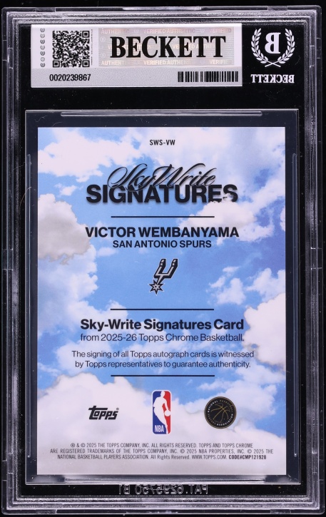 2025 Topps Chrome Sky Write Gold Geometric Refractor Victor Wembanyama AUTO 1/50 BGS 8.5 NM-MT+