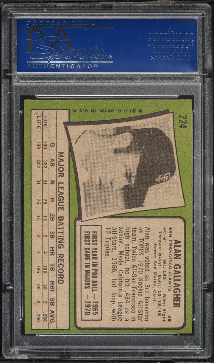 1971 Topps Alan Gallagher #224 PSA 8 NM-MT