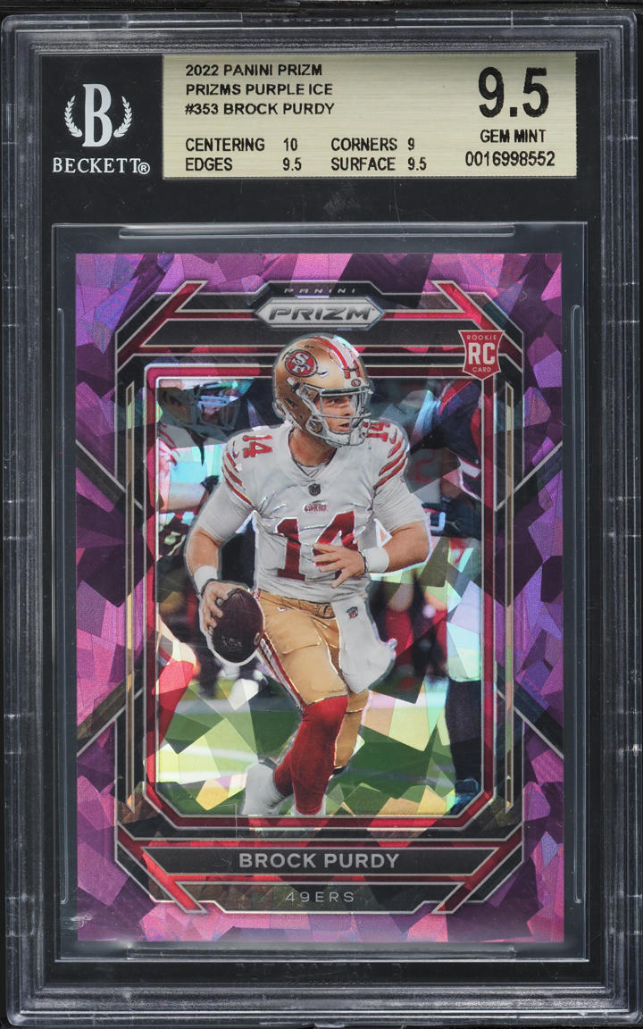 2022 Panini Prizm Purple Ice Brock Purdy ROOKIE /225 #353 BGS 9.5 GEM MINT