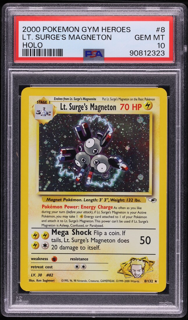 2000 Pokemon Gym Heroes Holo Lt. Surge's Magneton #8 PSA 10 GEM MINT
