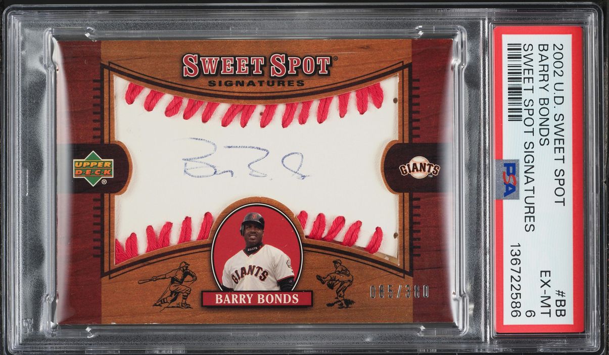 2002 Upper Deck Sweet Spot Signatures Barry Bonds AUTO /380 #BB PSA 6 EXMT
