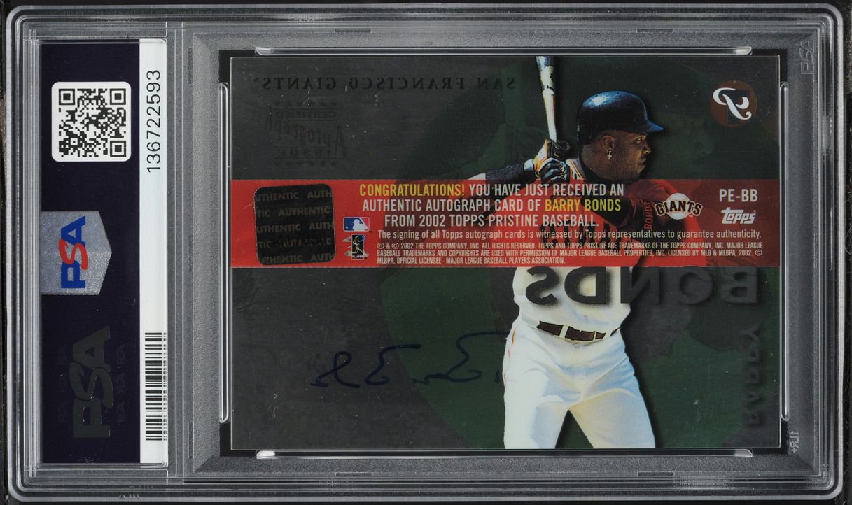 2002 Topps Pristine Certified Barry Bonds AUTO #PE-BB PSA 7 NRMT