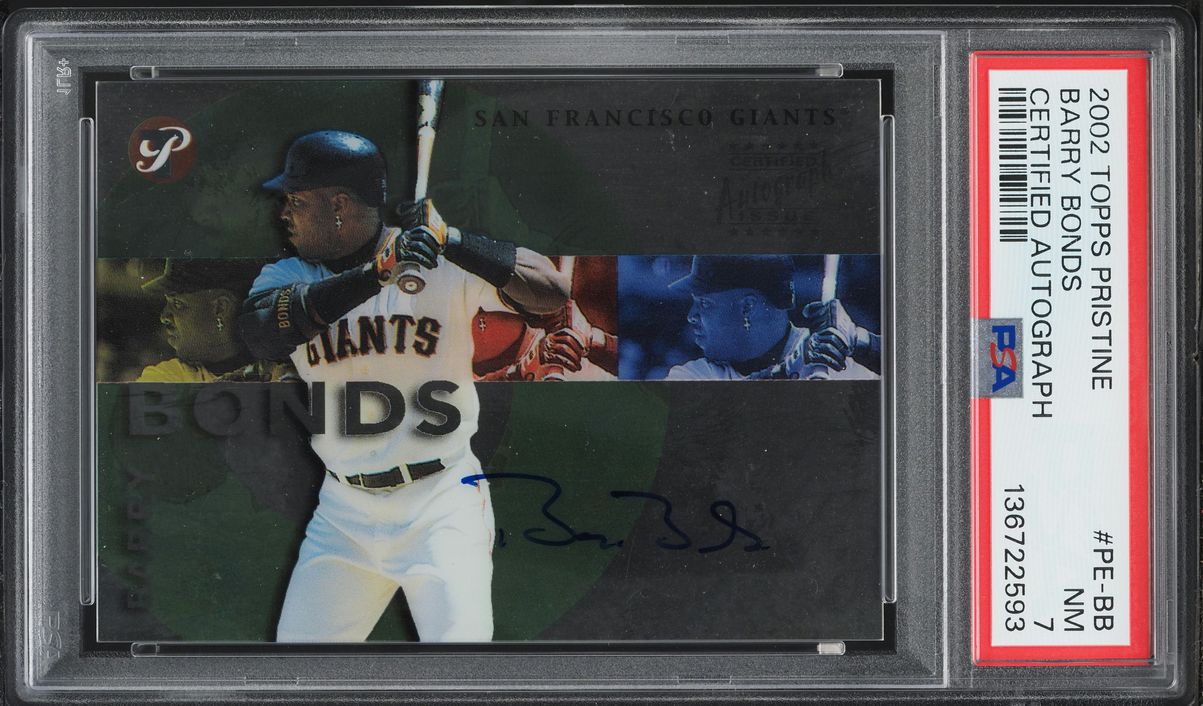 2002 Topps Pristine Certified Barry Bonds AUTO #PE-BB PSA 7 NRMT
