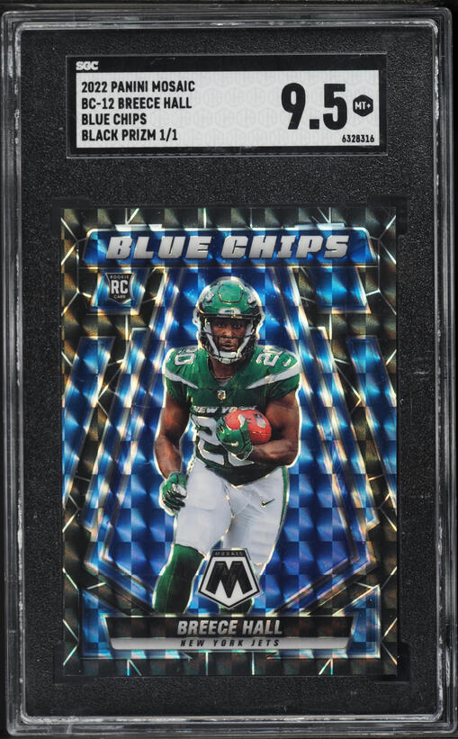 2022 National Treasures NFL Breece Hall ROOKIE SHIELD PATCH AUTO 1