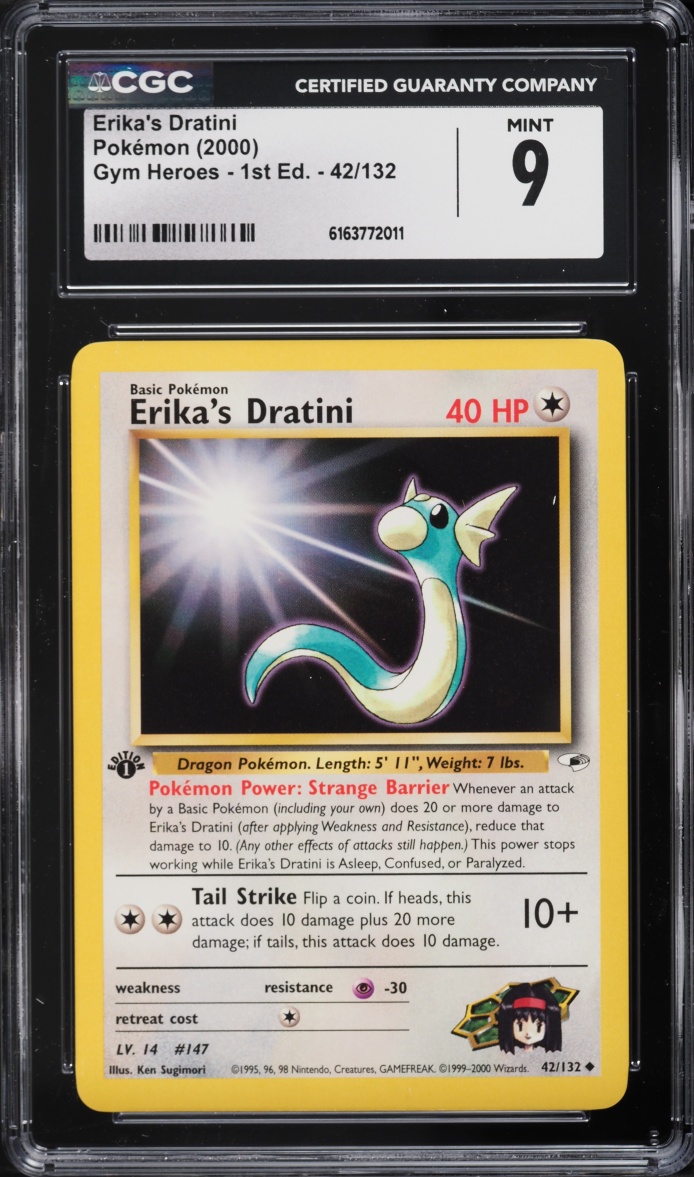 2000 Pokemon Gym Heroes 1st Edition Erika's Dratini #42 CGC 9 MINT