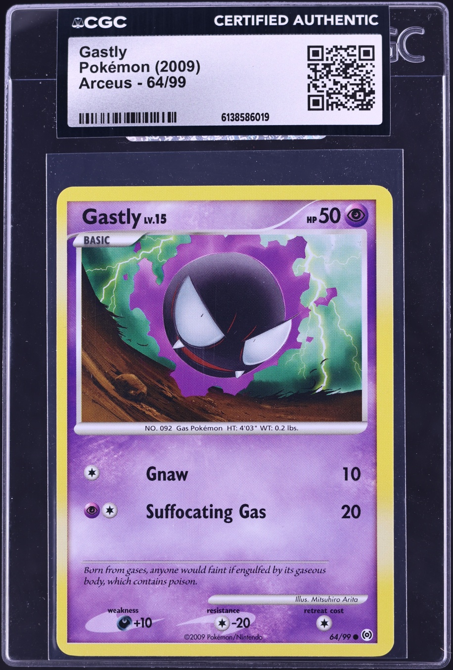 2009 Pokemon Platinum Arceus Gastly #64 CGC AUTH