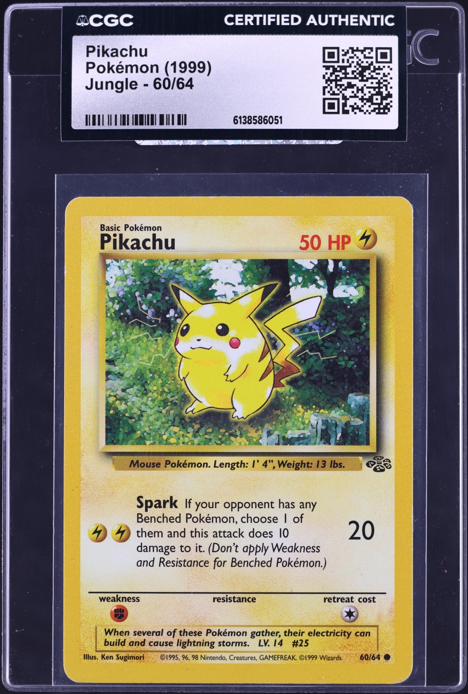 1999 Pokemon Jungle Pikachu #60 CGC AUTH