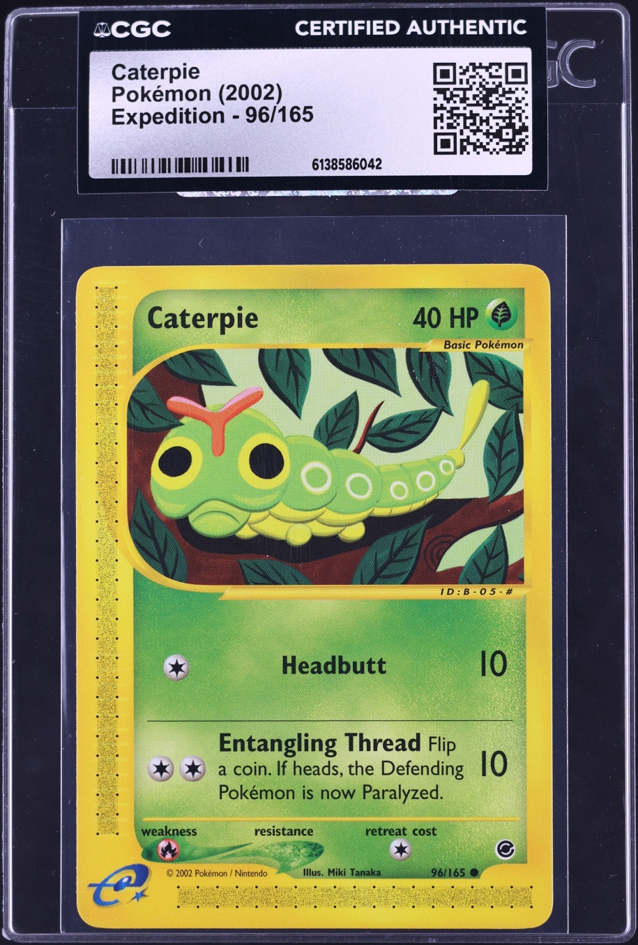 2002 Pokemon Expedition Caterpie #96 CGC AUTH