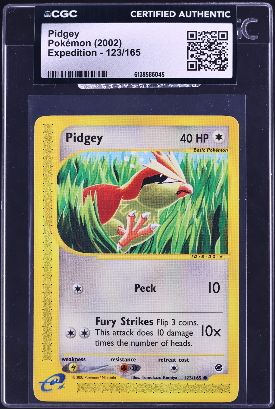 2002 Pokemon Expedition Pidgey #123 CGC AUTH