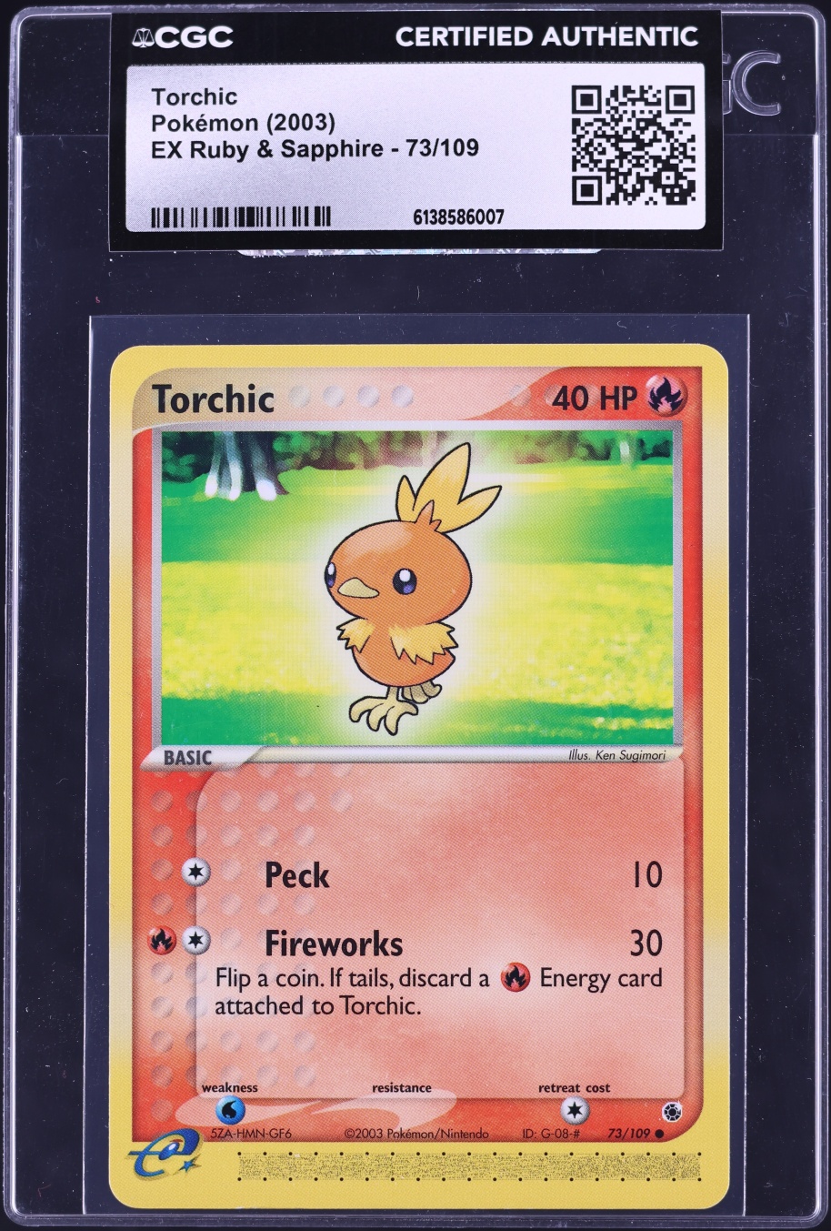2003 Pokemon EX Ruby & Sapphire Torchic #73 CGC AUTH