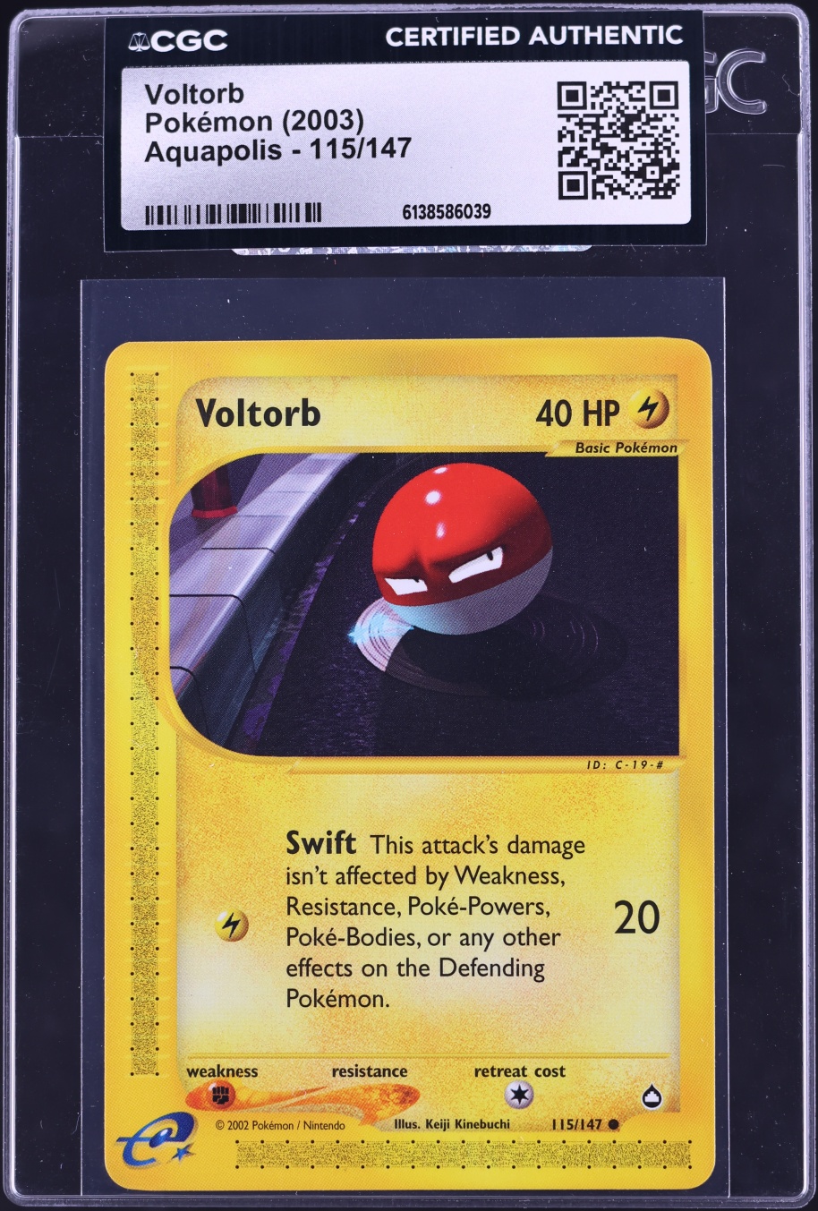 2003 Pokemon Aquapolis Voltorb #115 CGC AUTH