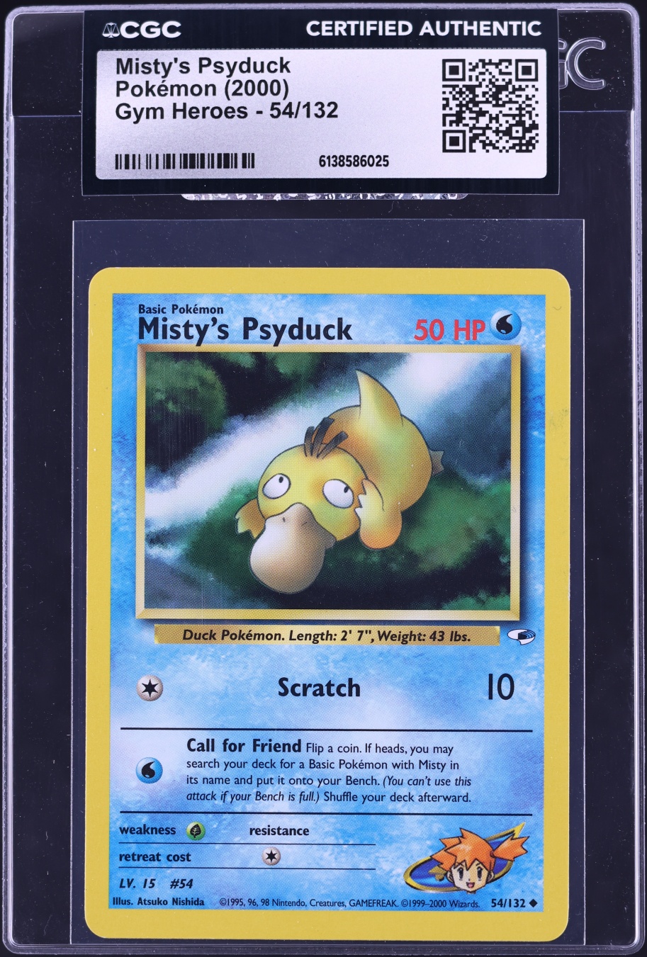 2000 Pokemon Gym Heroes Misty's Psyduck #54 CGC AUTH