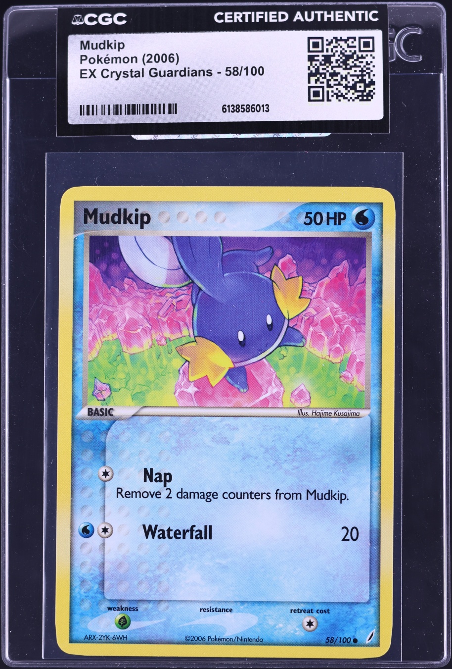 2006 Pokemon EX Crystal Guardians Mudkip #58 CGC AUTH