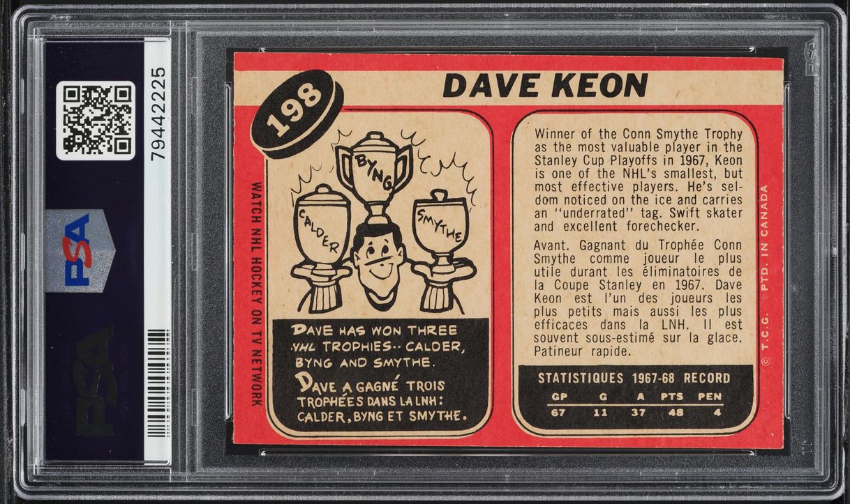 1968 O-Pee-Chee Hockey Dave Keon #198 PSA 7 NRMT