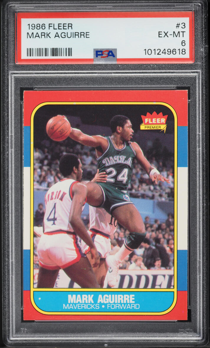 1986 Fleer Basketball Mark Aguirre #3 PSA 6 EXMT