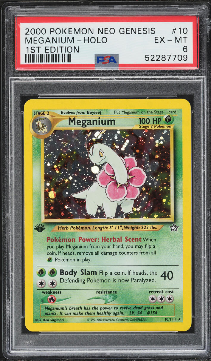 2000 Pokemon Neo Genesis 1st Edition Holo Meganium #10 PSA 6 EXMT