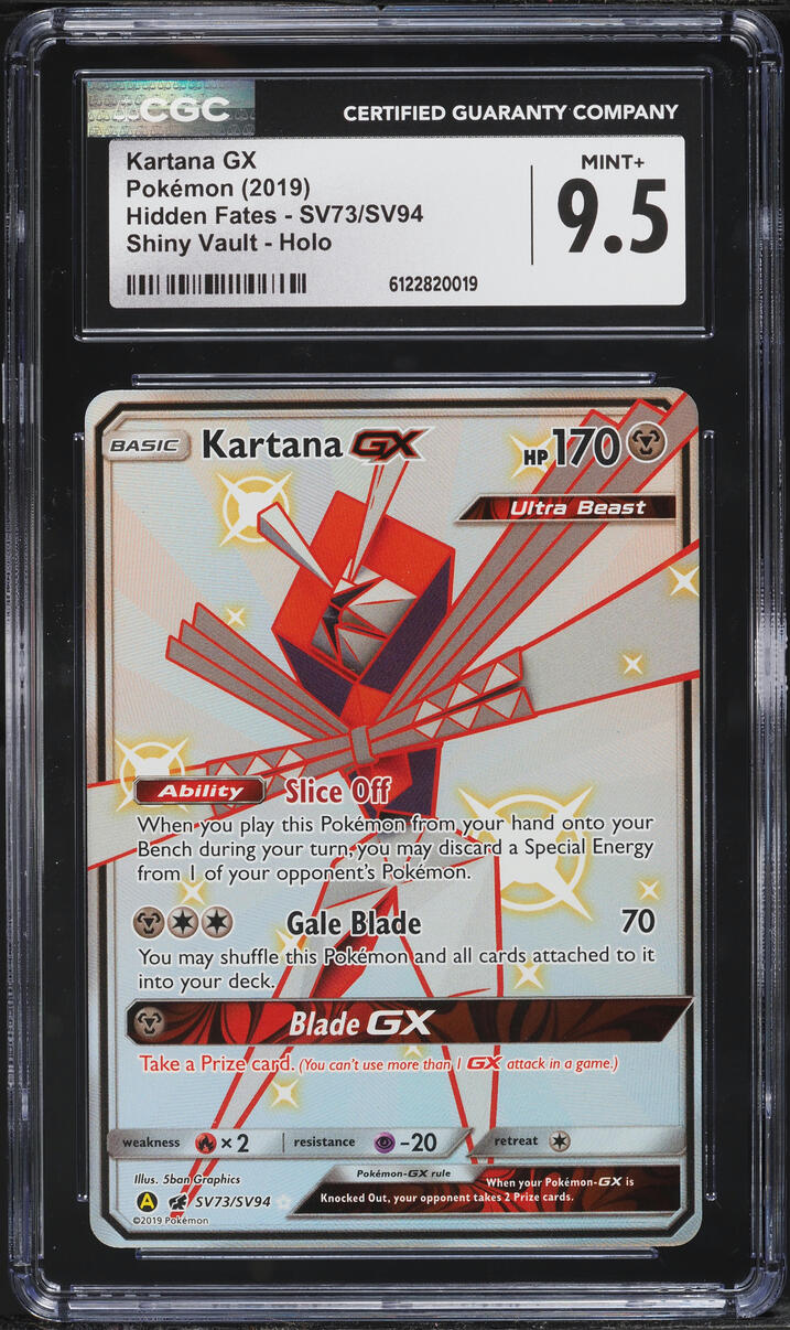 2019 Pokemon Sun & Moon Hidden Fates Full Art Kartana GX #SV73 CGC 9.5 MINT+