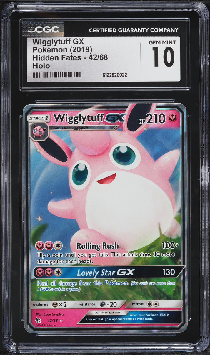 2019 Pokemon Sun & Moon Hidden Fates Holo Wigglytuff GX #42 CGC 10 GEM MINT