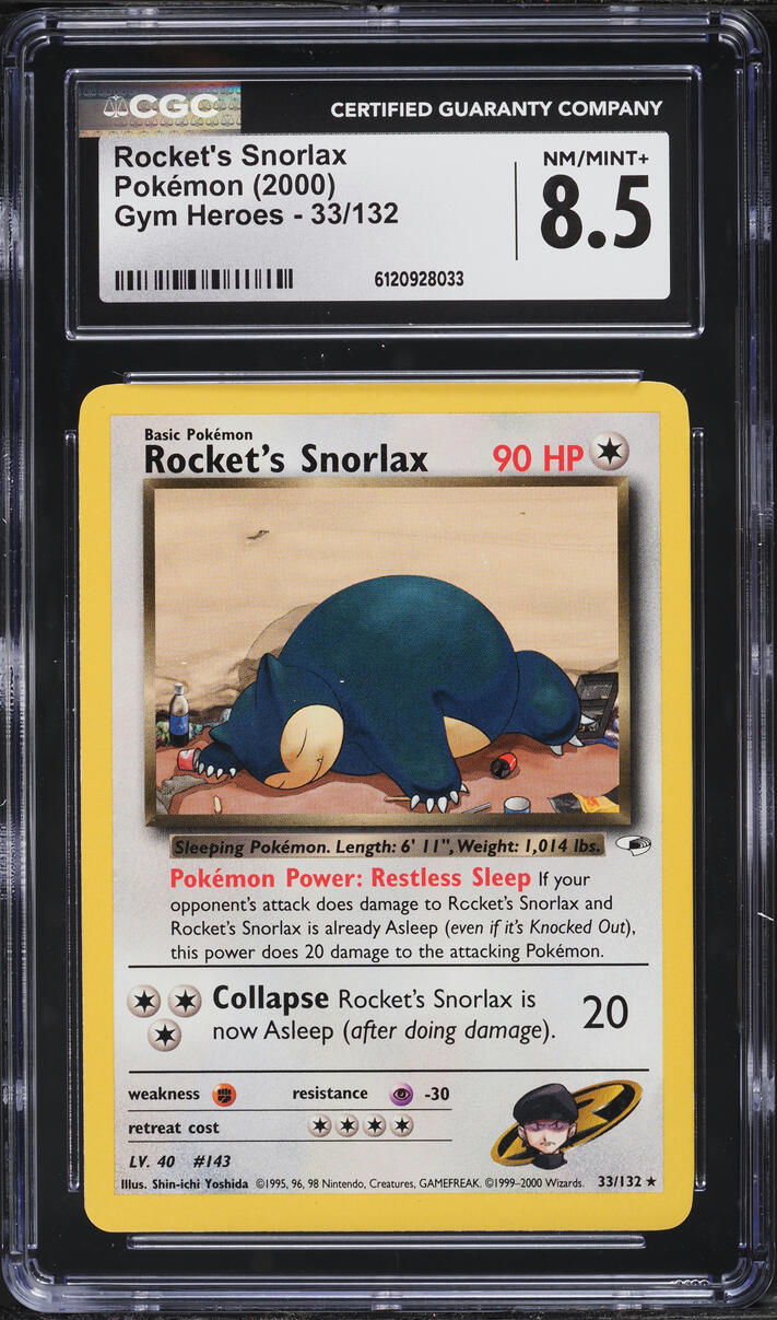 2000 Pokemon Gym Heroes Rocket's Snorlax #33 CGC 8.5 NM-MT+